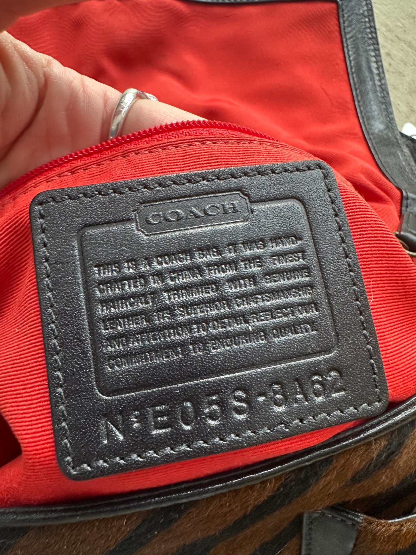 rare vintage y2k coach tiger print pony hair shoulder bag