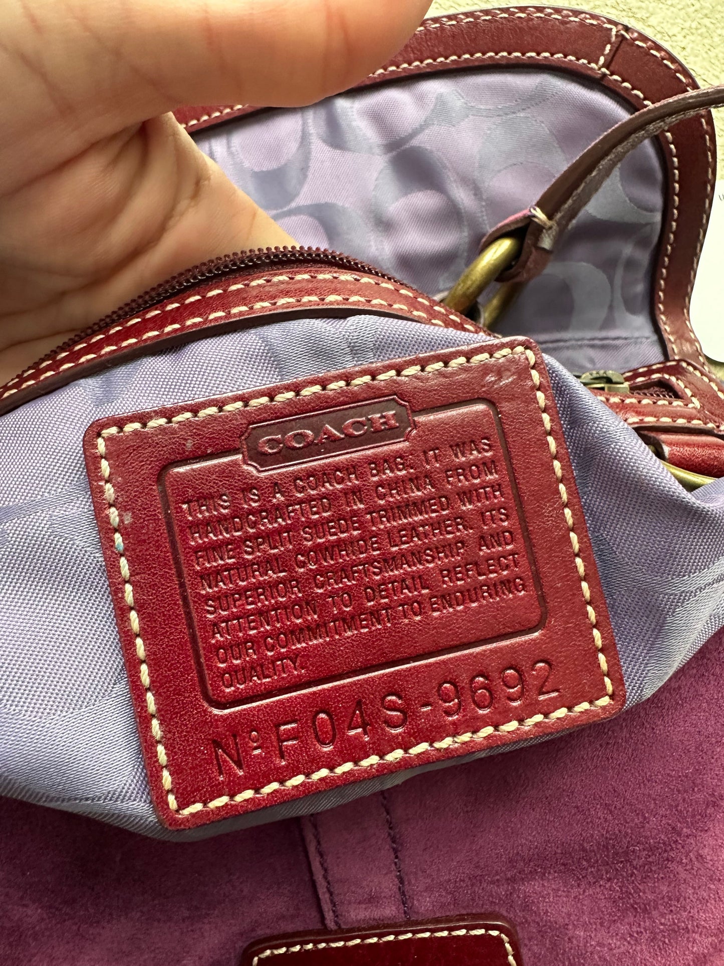 vintage purple suede coach soho shoulder bag
