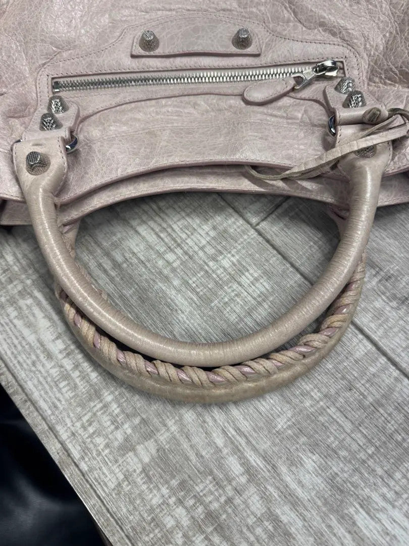 Authentic BALENCIAGA City Pink beige Leather Shoulder Bag Handbag 2 way Y2K GOOD