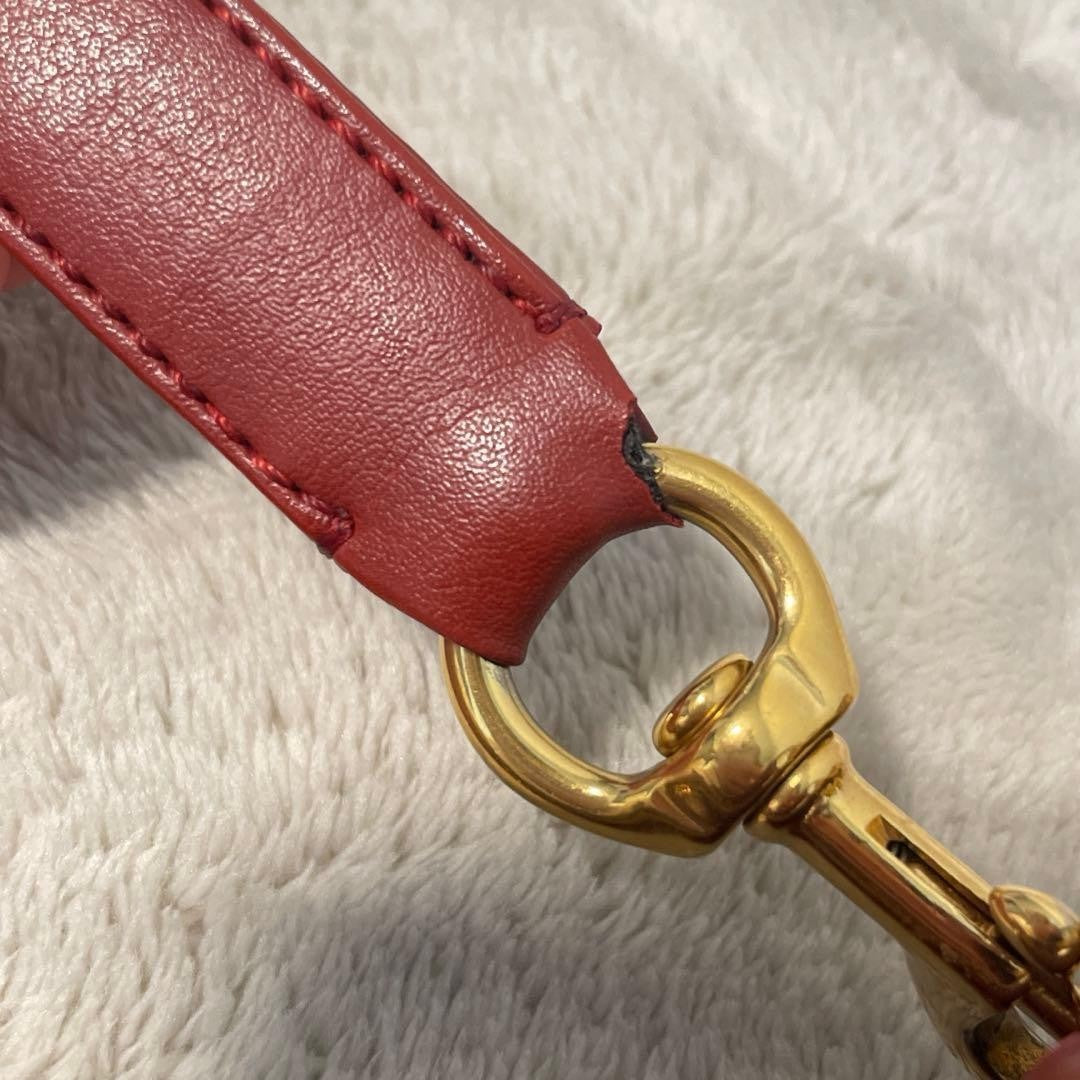 Authentic Chloe Eden Tote Shoulder Bag Red Leather Women's Logo Gold