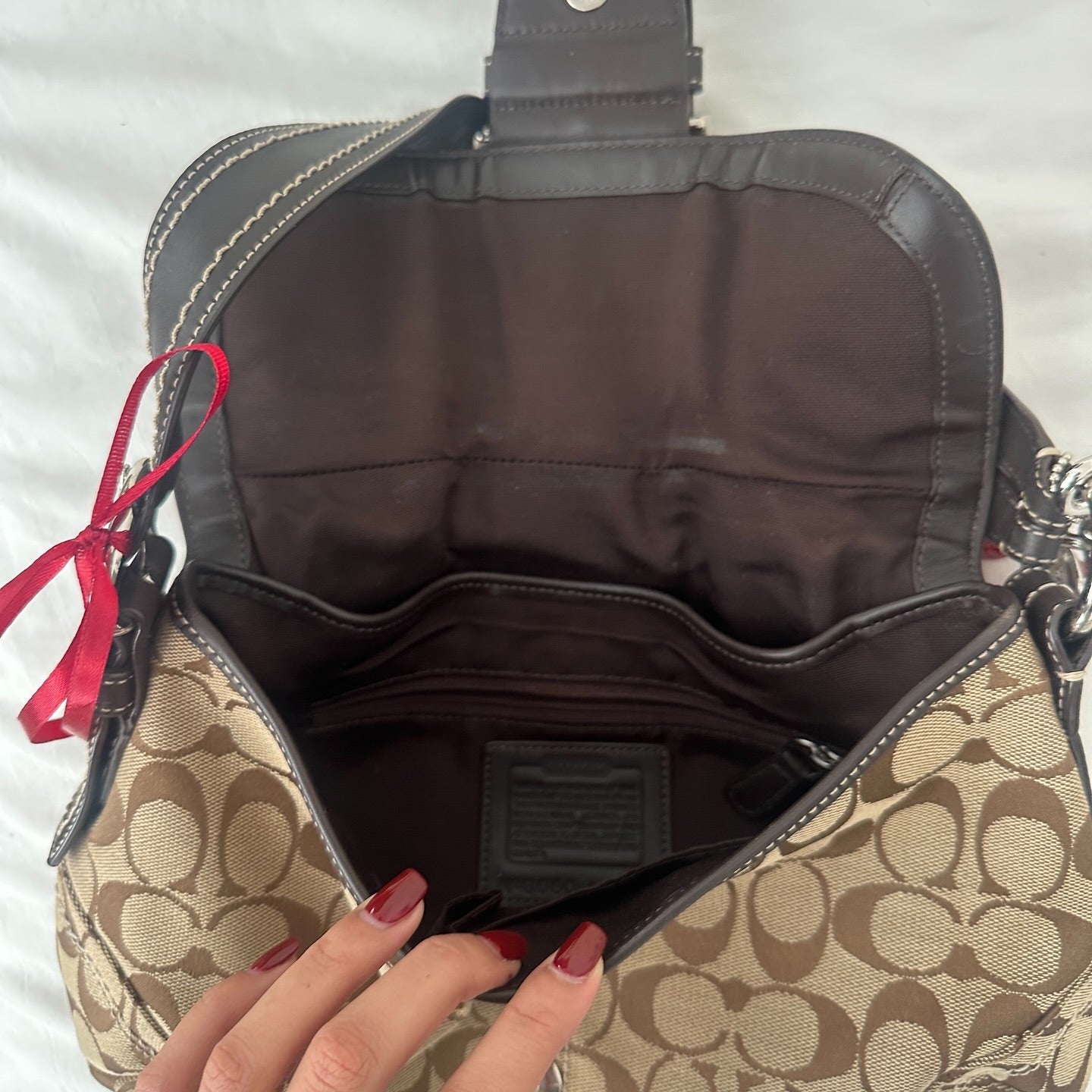 y2k coach brown monogram big soho bag