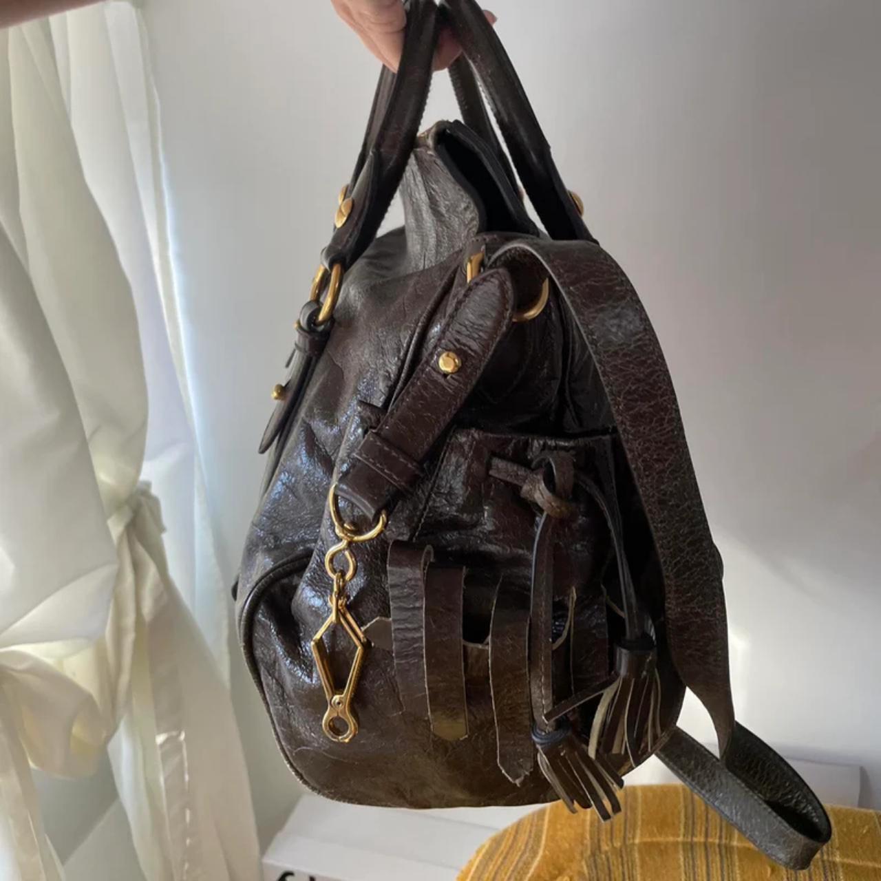 🔥 Authentic Vintage Dark Brown Leather Miu Miu Vitello Lux Bag Pre-owned 🔥