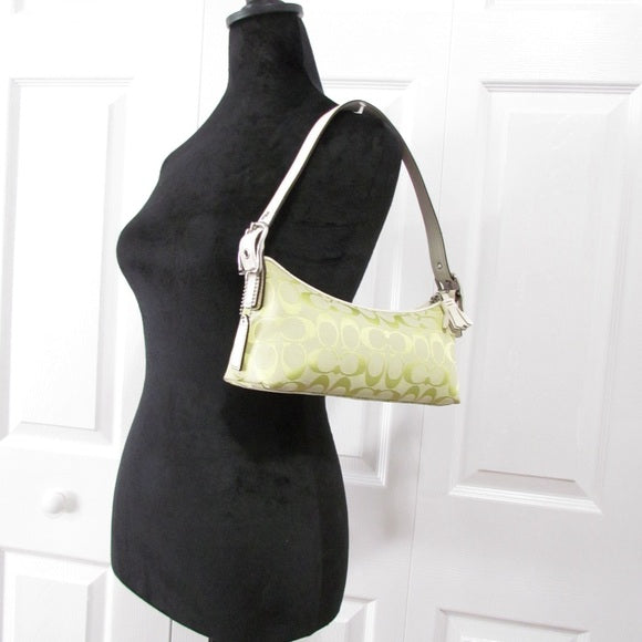 authentic coach y2k green baguette bag