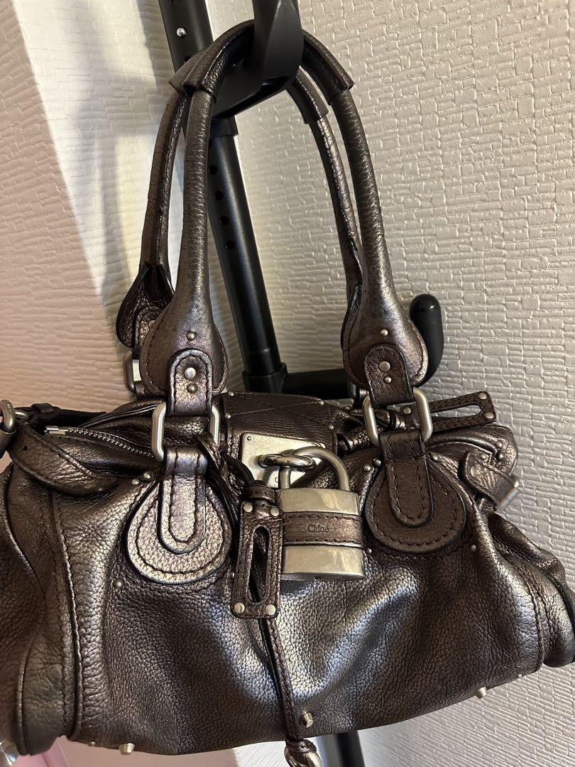 Chloe paddington handbag shoulder bag padlock key metallic leather 1