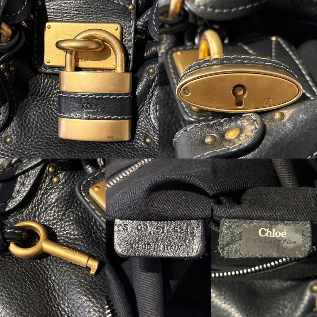 Chloe paddington handbag shoulder bag black leather 36 x 15 x 20cm