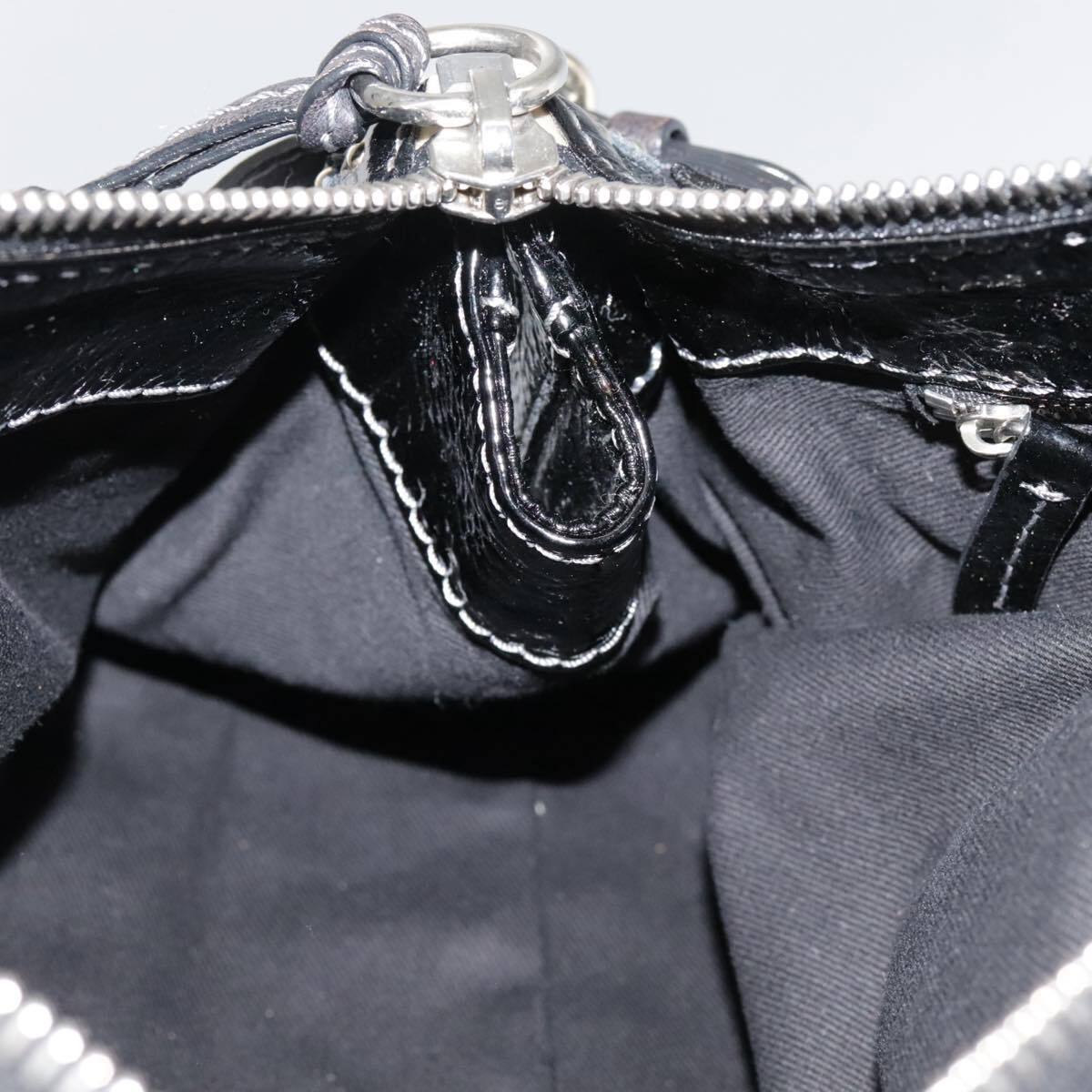 Chloe paddington hand bag enamel black auth mr780