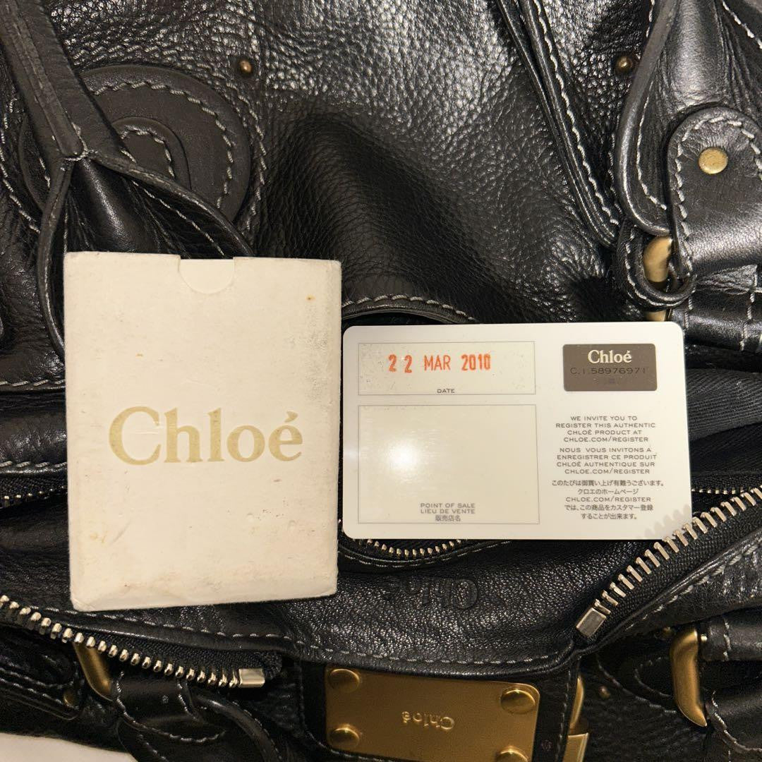 Chloe paddington handbag shoulder bag padlock key black leather