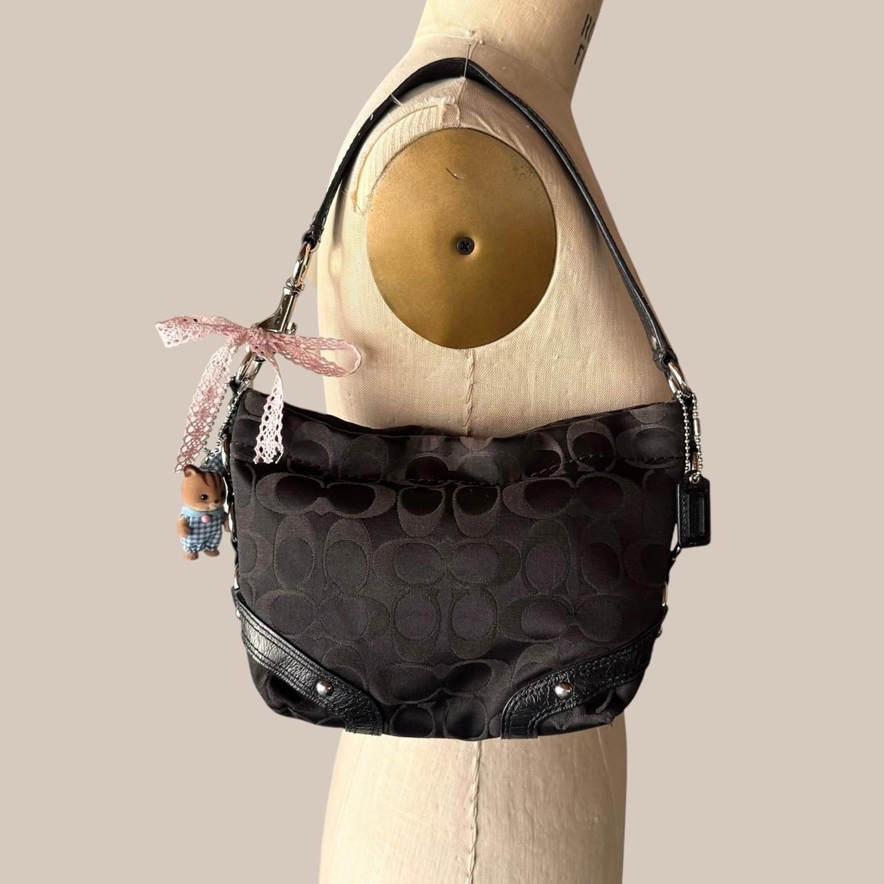 Vintage Y2K Coach Carly Signature black jacquard monogram shoulder bag!