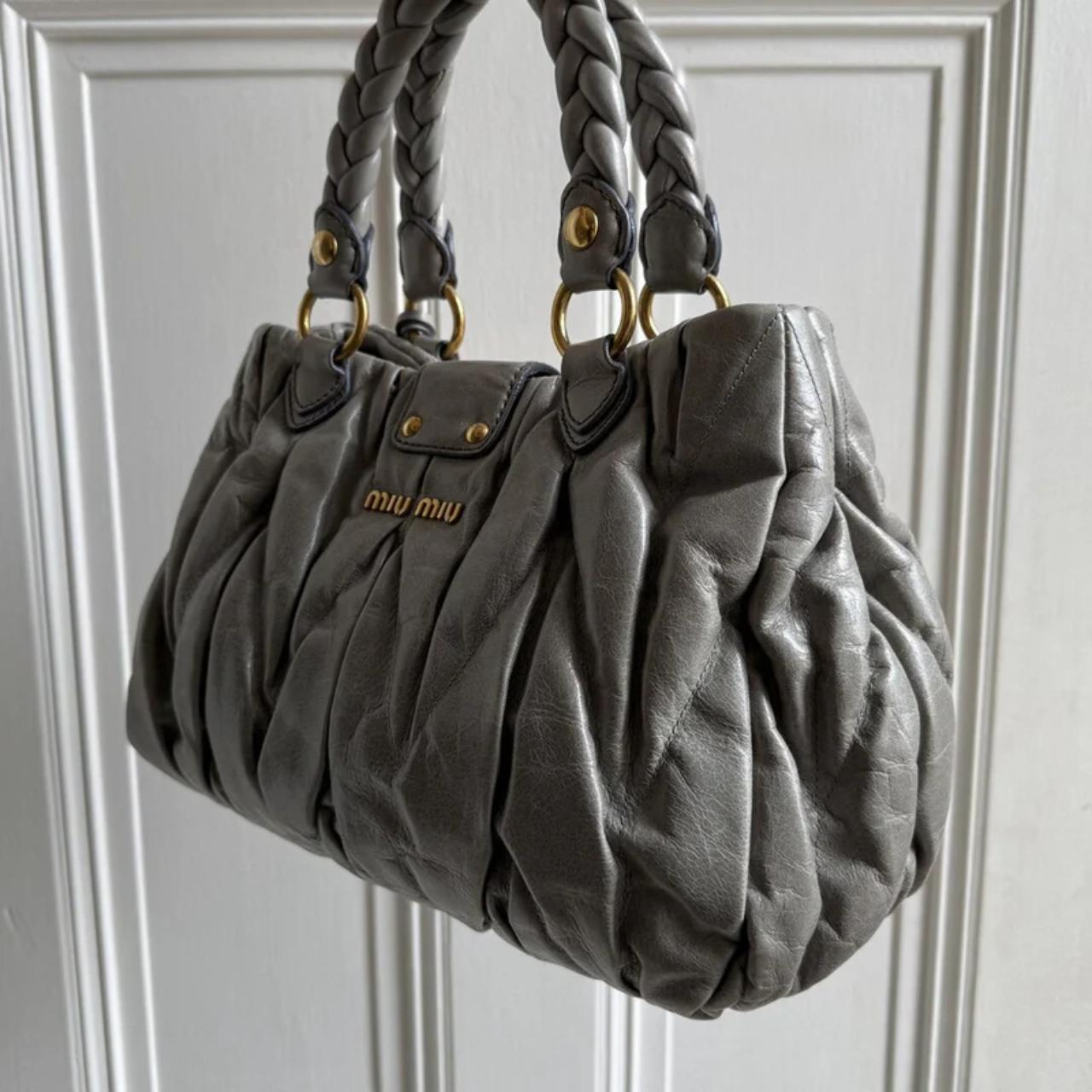 Authentic Miu Miu Matelasse Grey Leather Handbag Pre-owned 🔥
