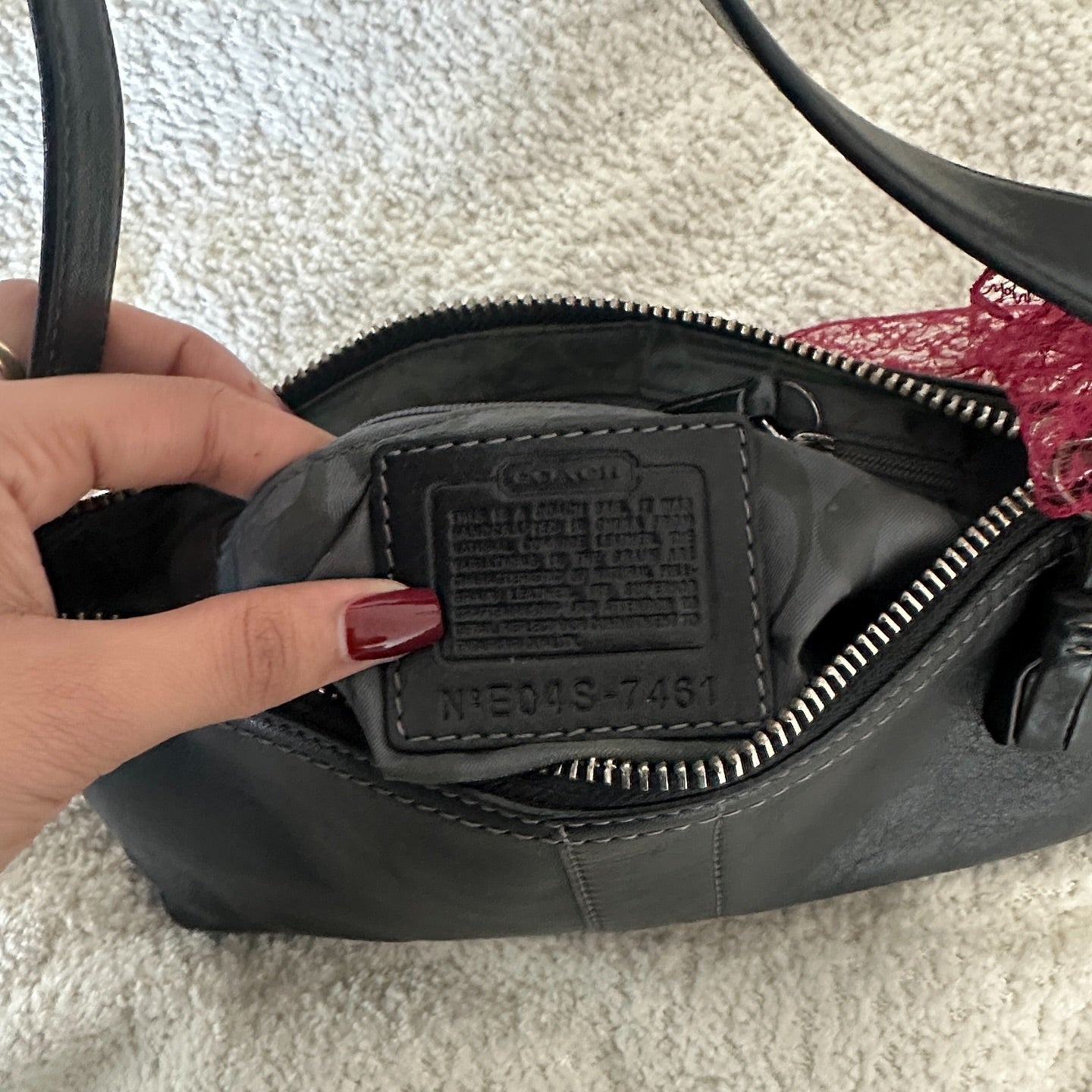 y2k coach black leather east west bag