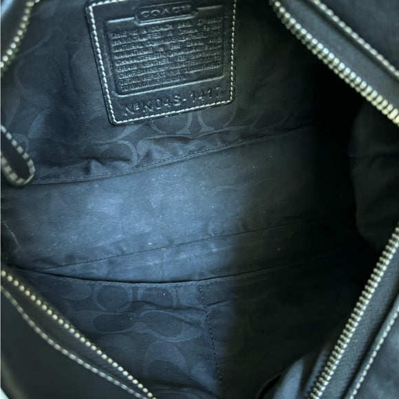 y2k coach black leather hampton shoulder bag ๐