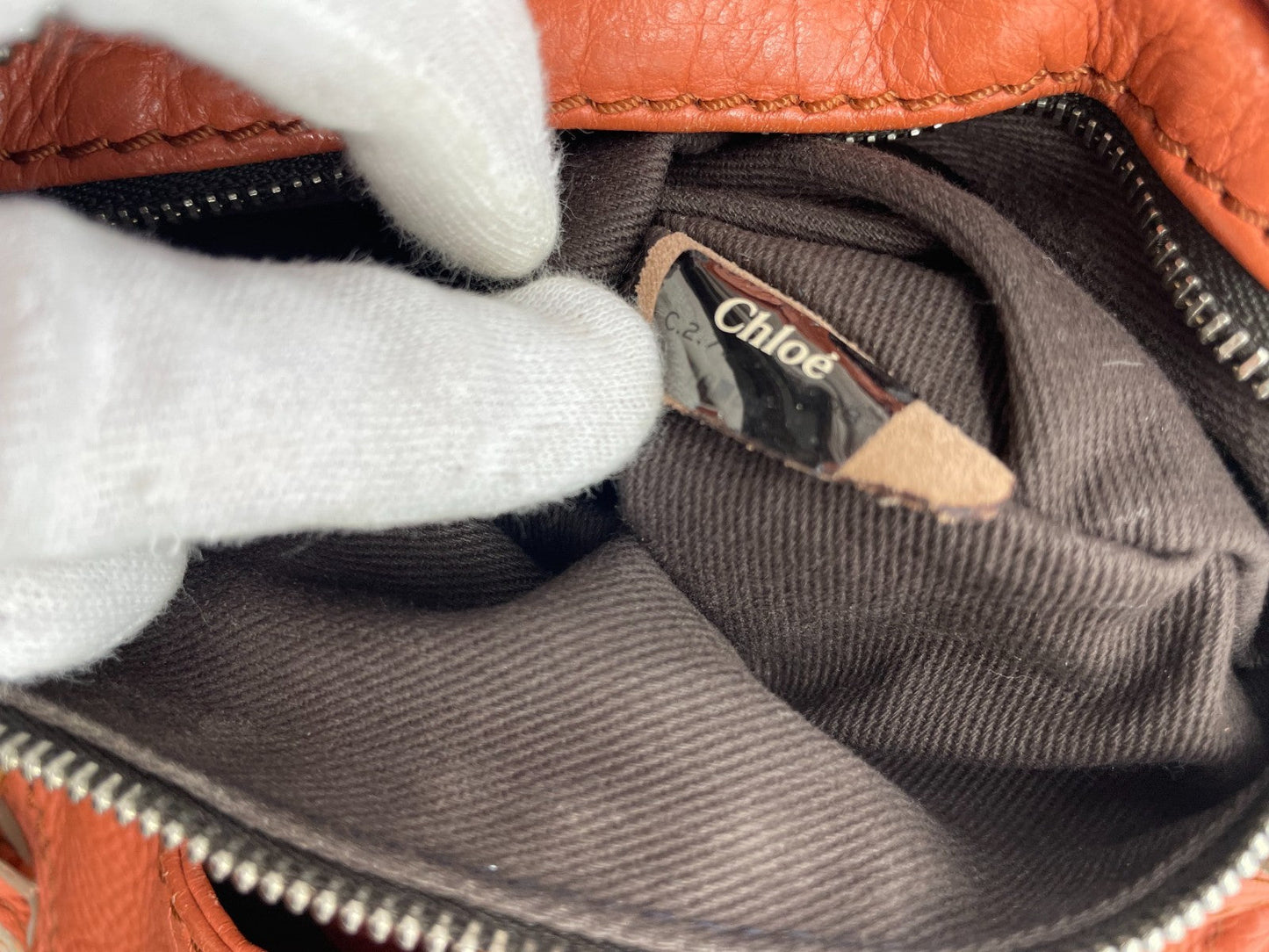 Chloe Paddington Handbag Shoulder Bag Red Orange Padlock Leather Key Auth 251010