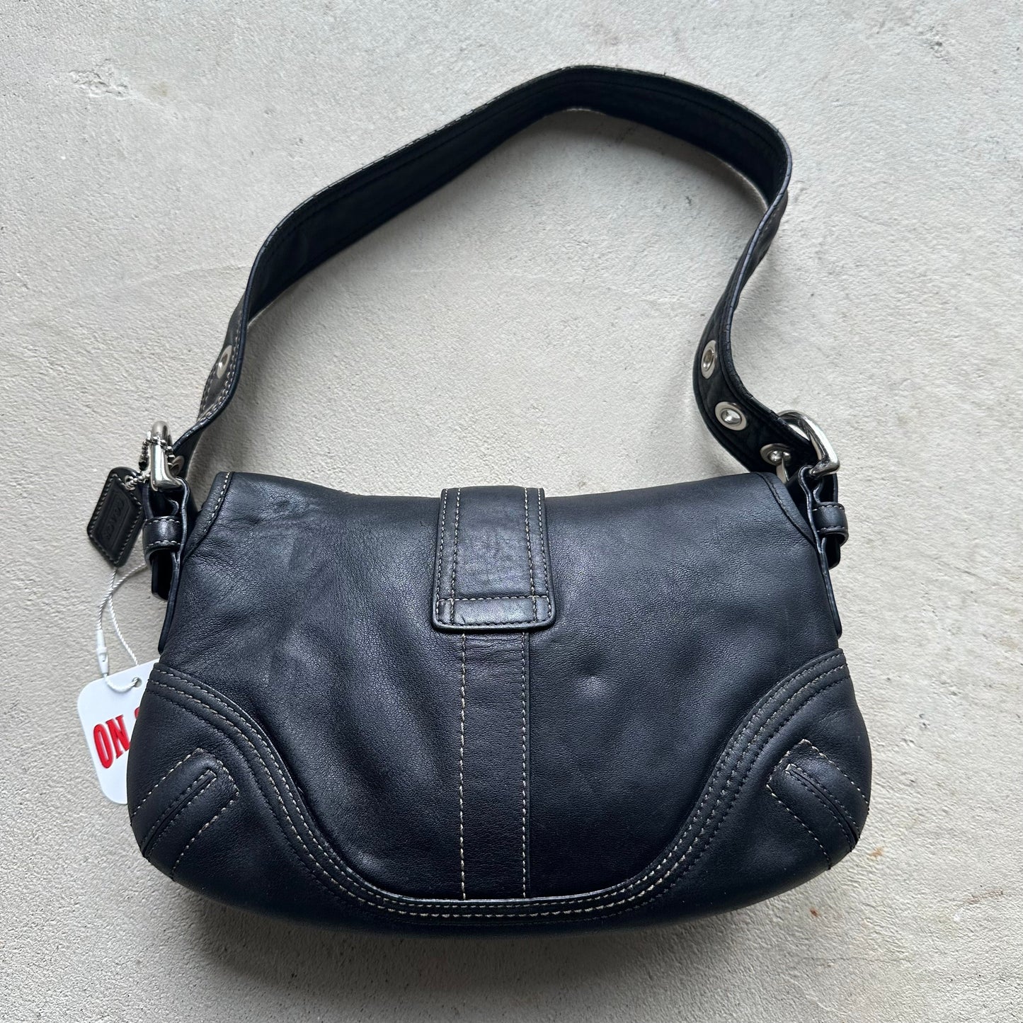 vintage y2k coach black mini soho leather shoulder bag 30