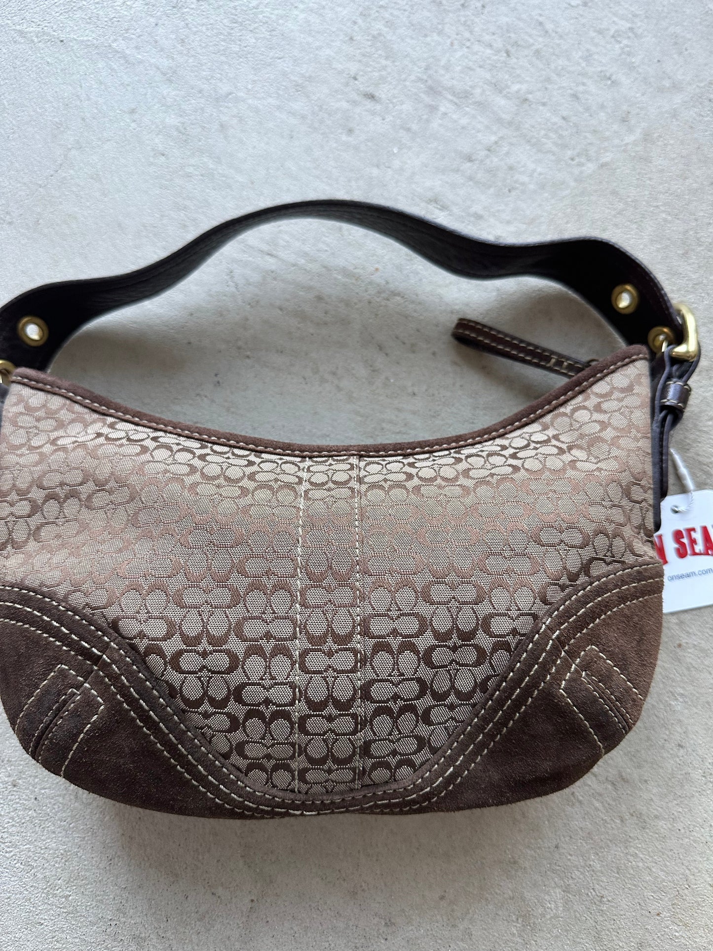 vintage y2k coach croissant suede shoulder bag