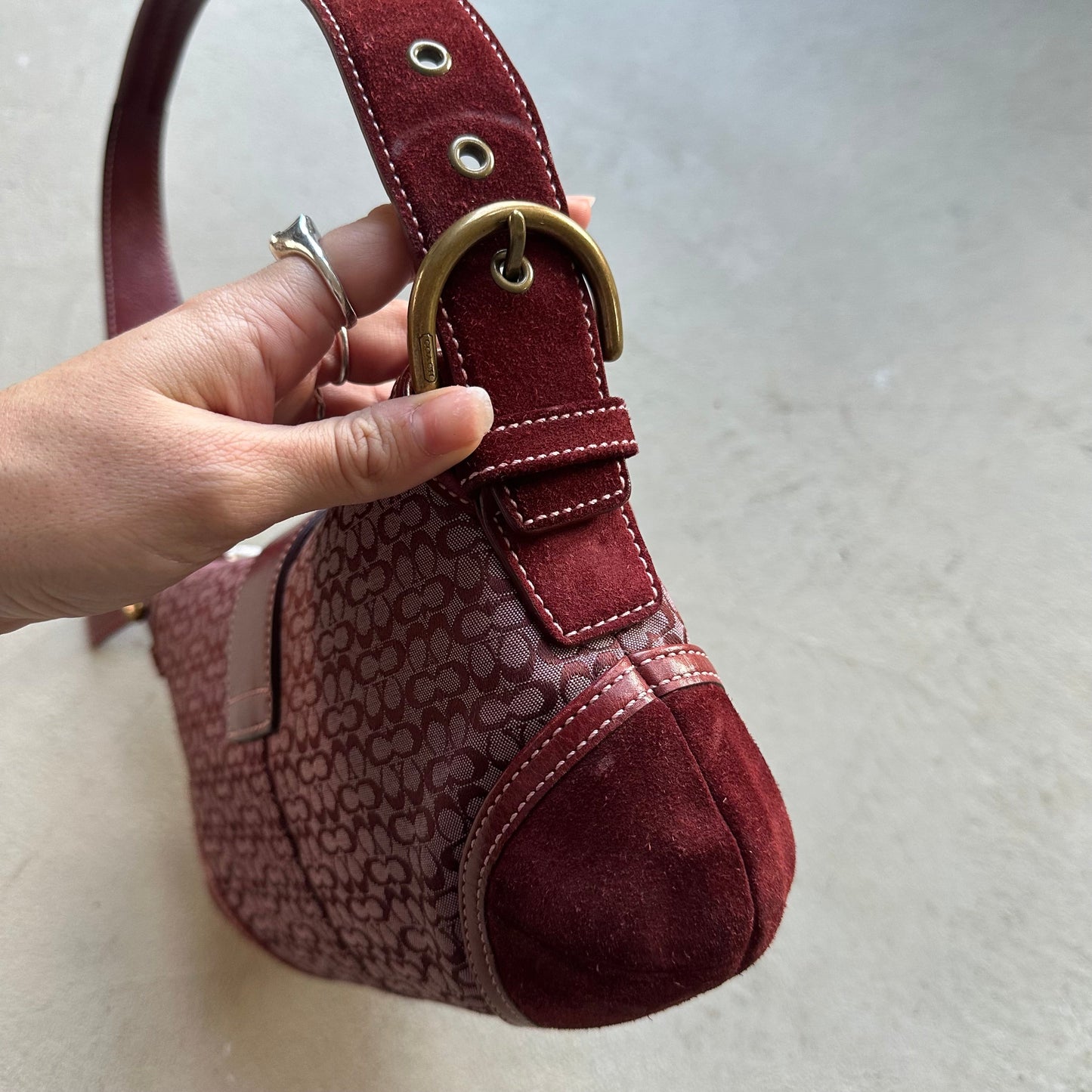rare vintage y2k coach burgundy mini soho shoulder bag