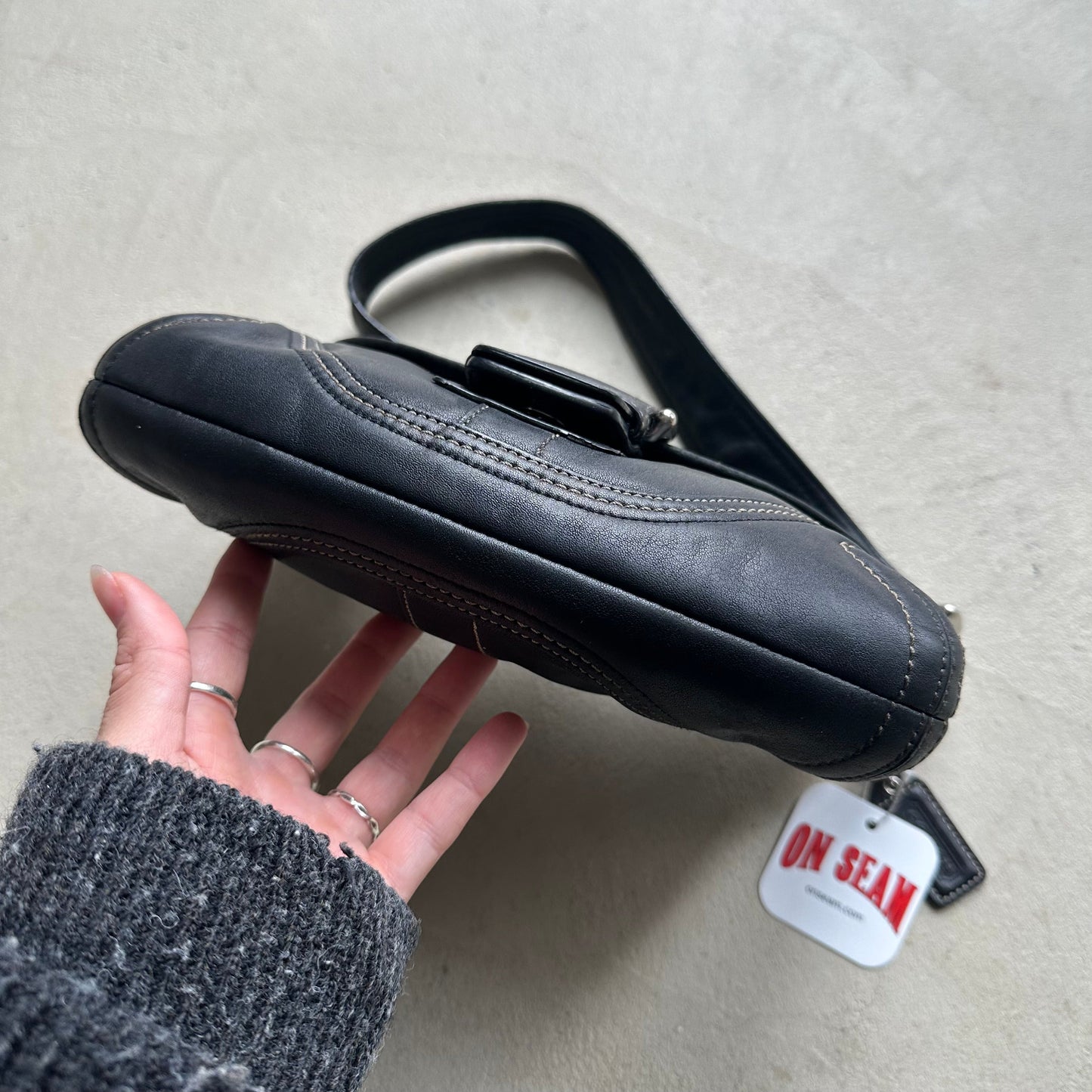 vintage y2k coach black mini soho leather shoulder bag 30