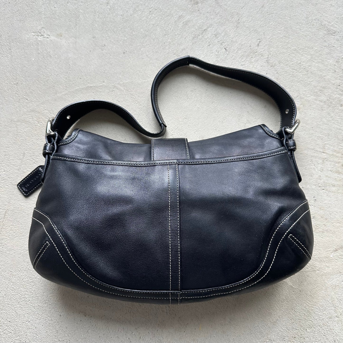 vintage y2k coach black leather soho shoulder bag 24