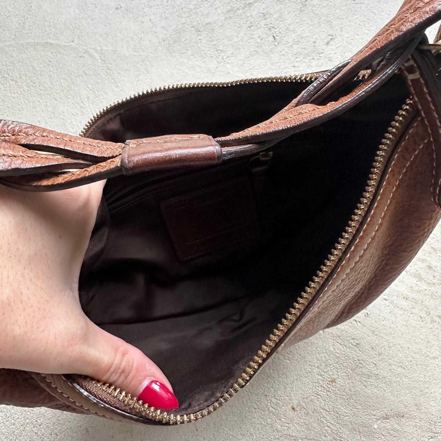 vintage y2k coach brown croissant leather shoulder bag