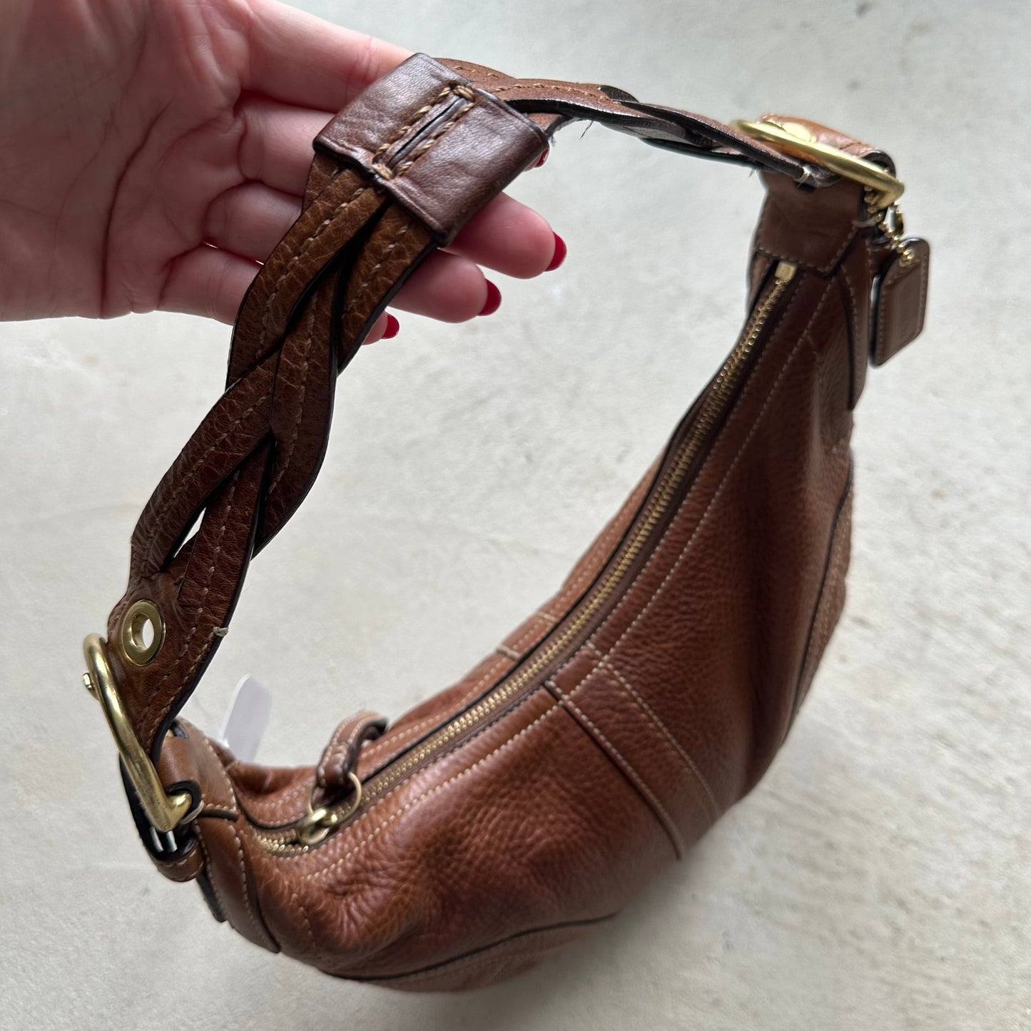 vintage y2k coach brown croissant leather shoulder bag
