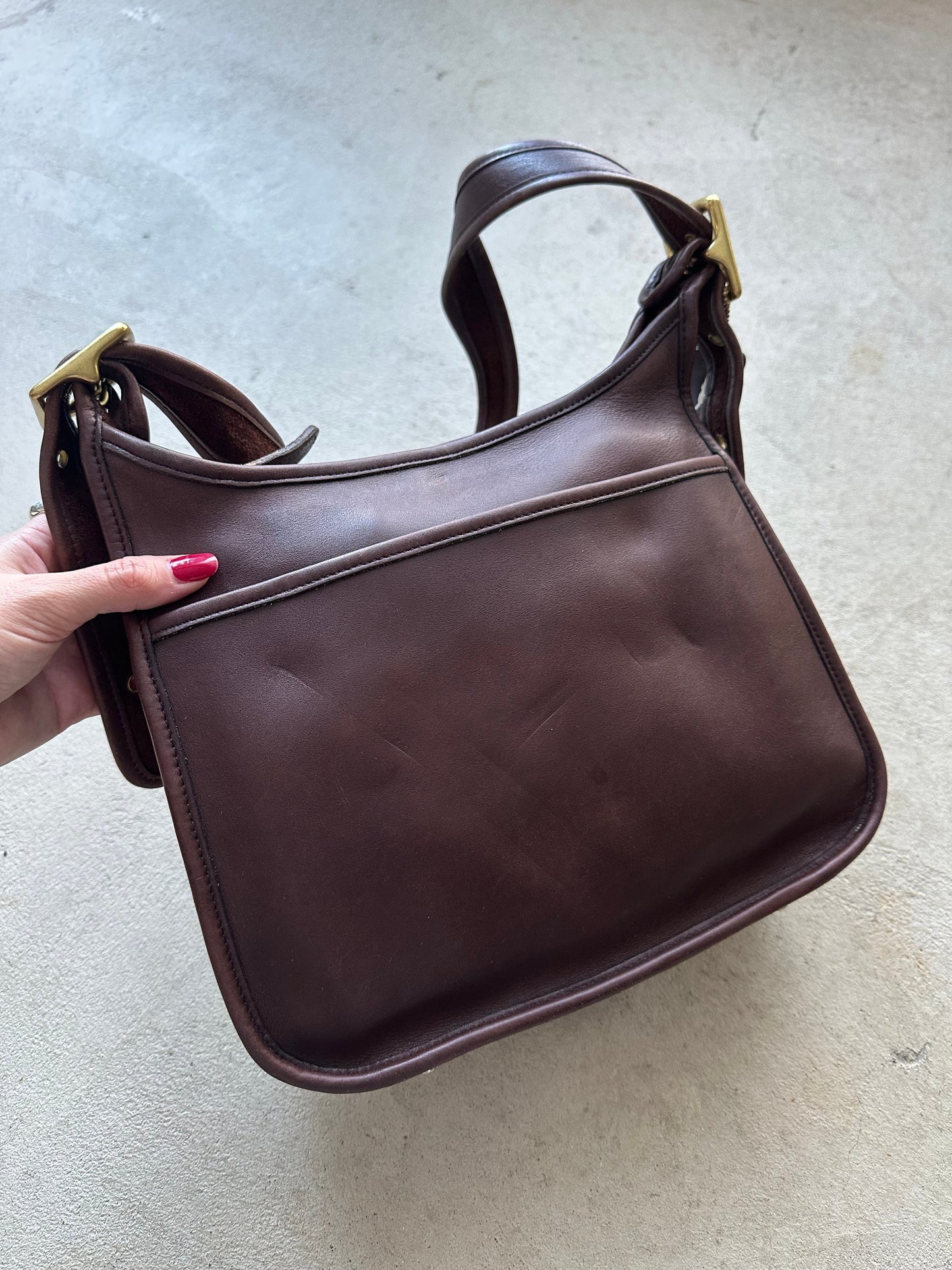 vintage coach ergo style black leather shoulder bag 9967