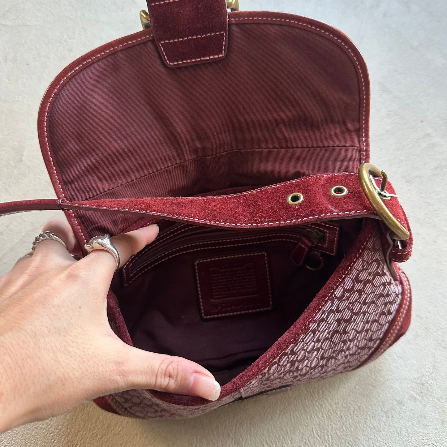 rare vintage y2k coach burgundy mini soho shoulder bag