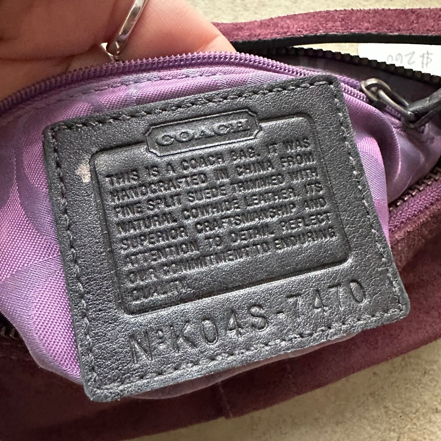 vintage y2k coach purple suede baguette shoulder bag