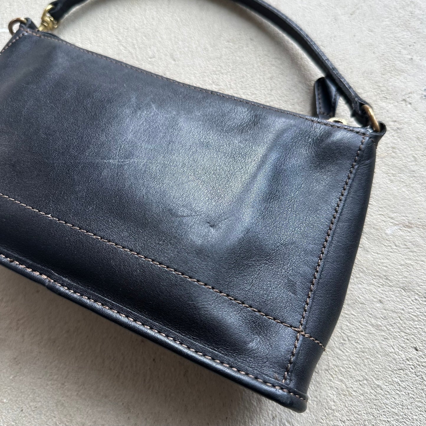 vintage y2k coach black leather demi style shoulder bag
