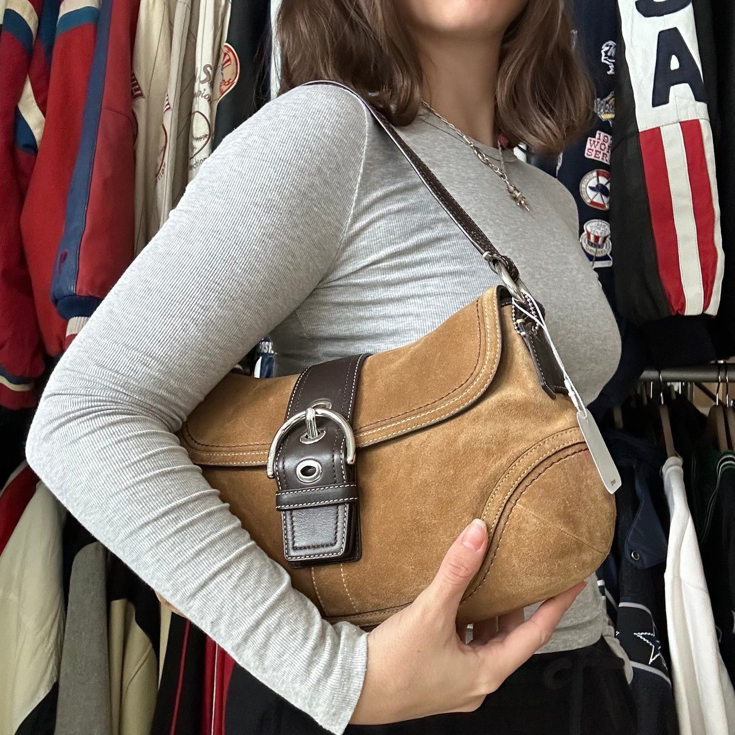 vintage y2k coach tan suede soho shoulder bag 2