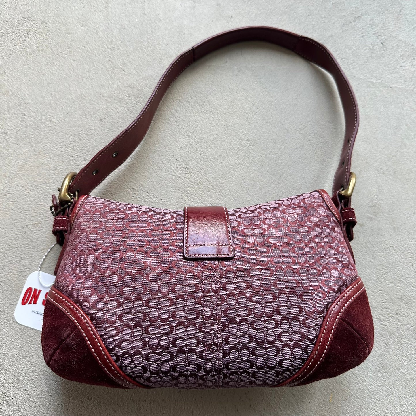 rare vintage y2k coach burgundy mini soho shoulder bag