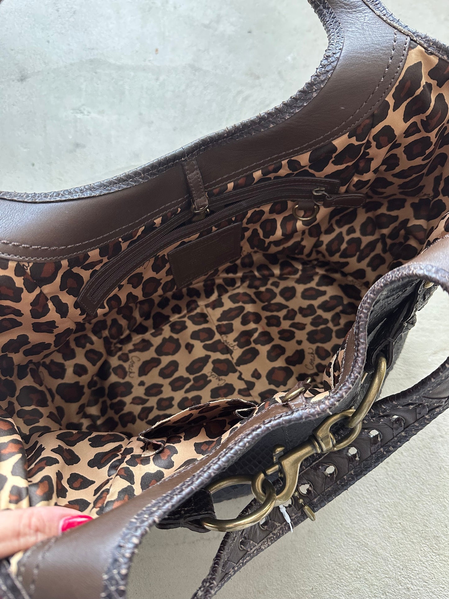 rare coach python embossed leather ergo style tote bag