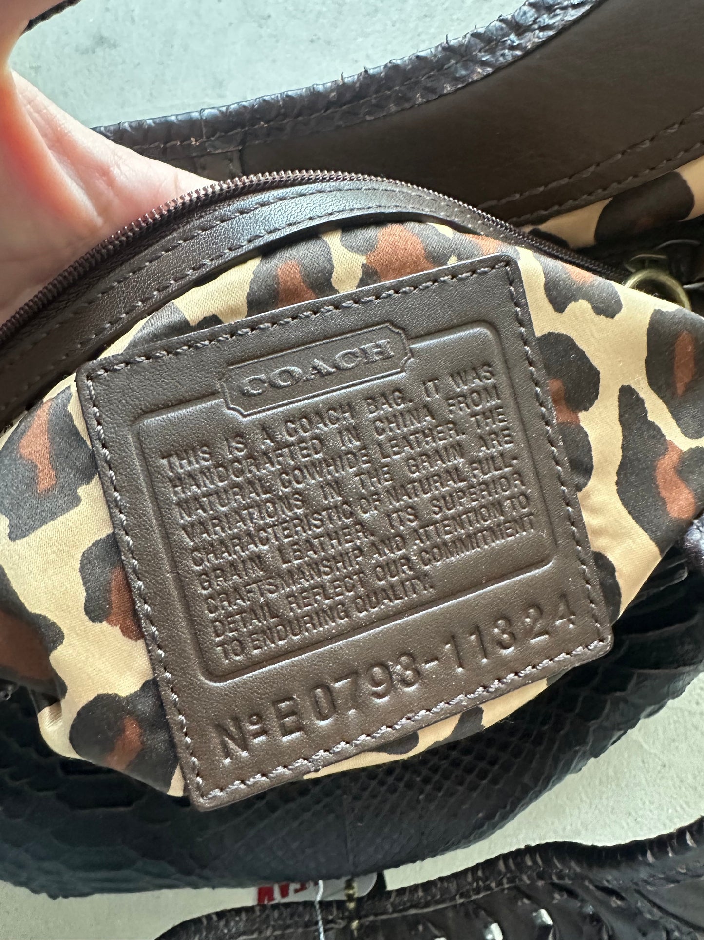 rare coach python embossed leather ergo style tote bag