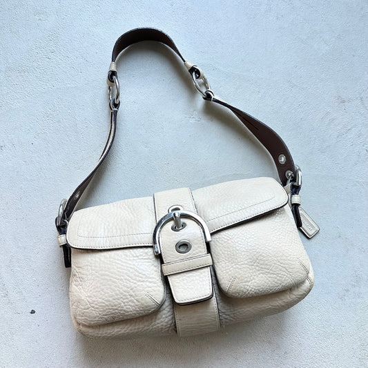 vintage y2k coach tan square soho leather shoulder bag