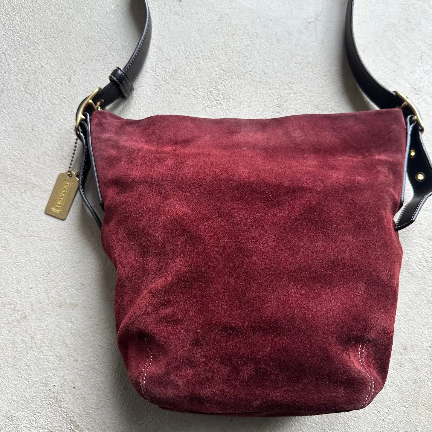 vintage coach red suede shoulder bag