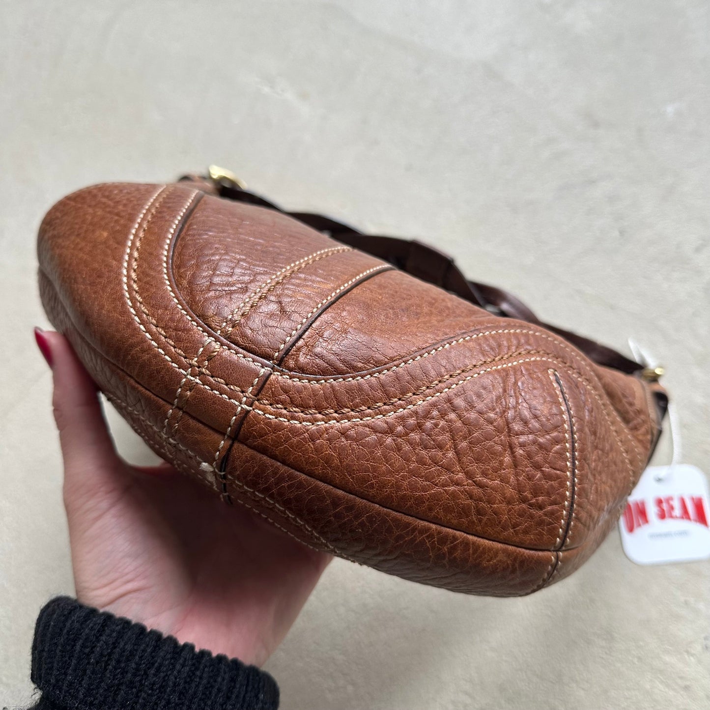 vintage y2k coach brown croissant leather shoulder bag