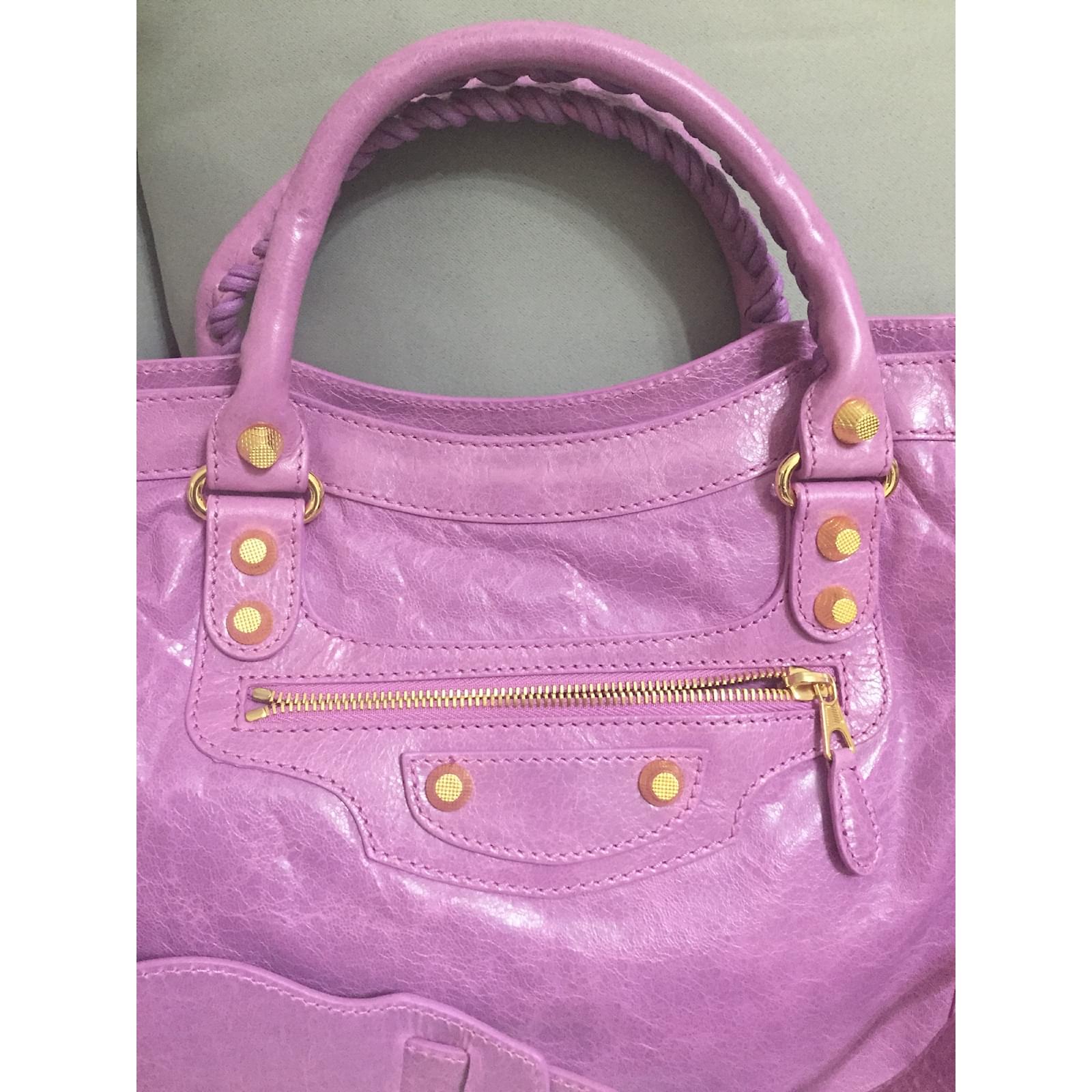 Authentic Balenciaga City Bag – Lilac with Gold Hardware