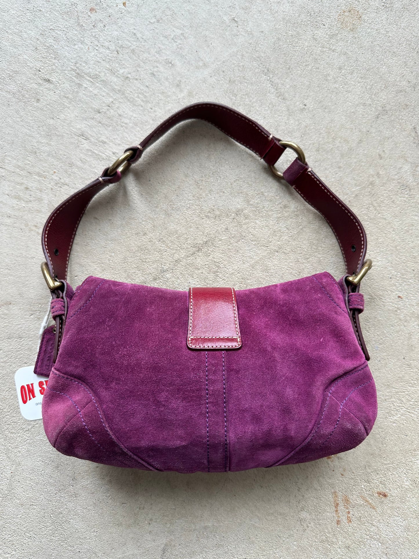 vintage purple suede coach soho shoulder bag
