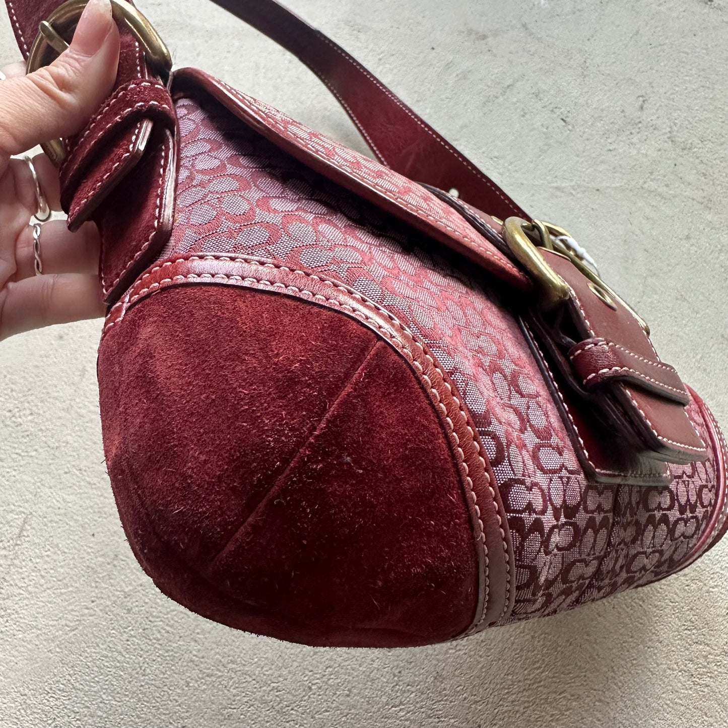 rare vintage y2k coach burgundy mini soho shoulder bag