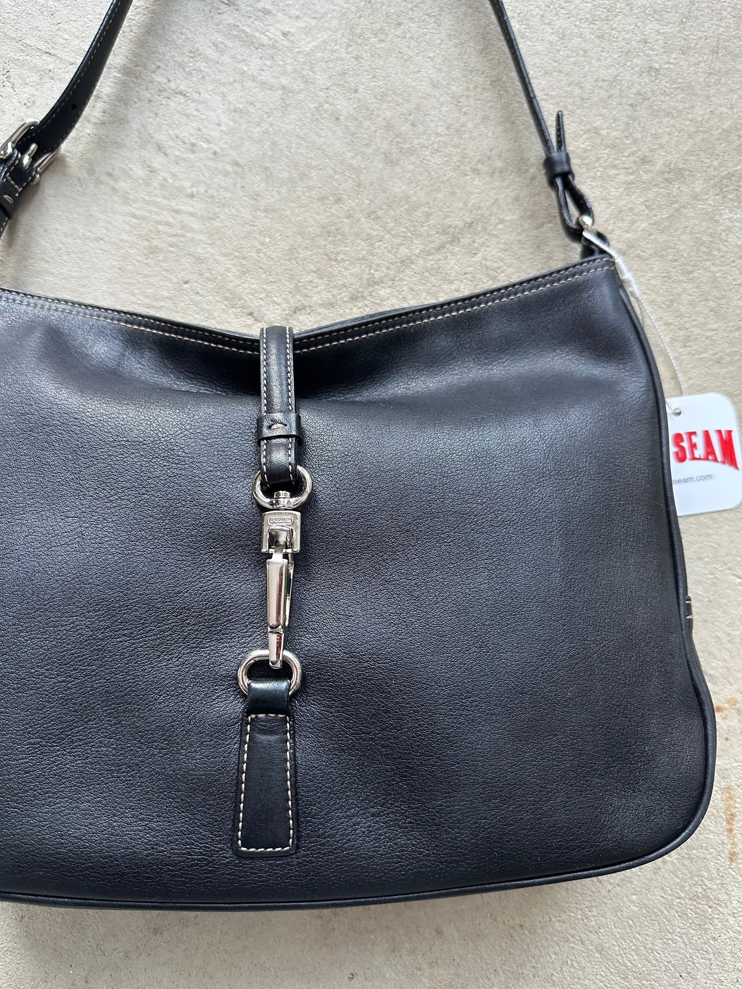 vintage y2k coach black leather shoulder bag 13