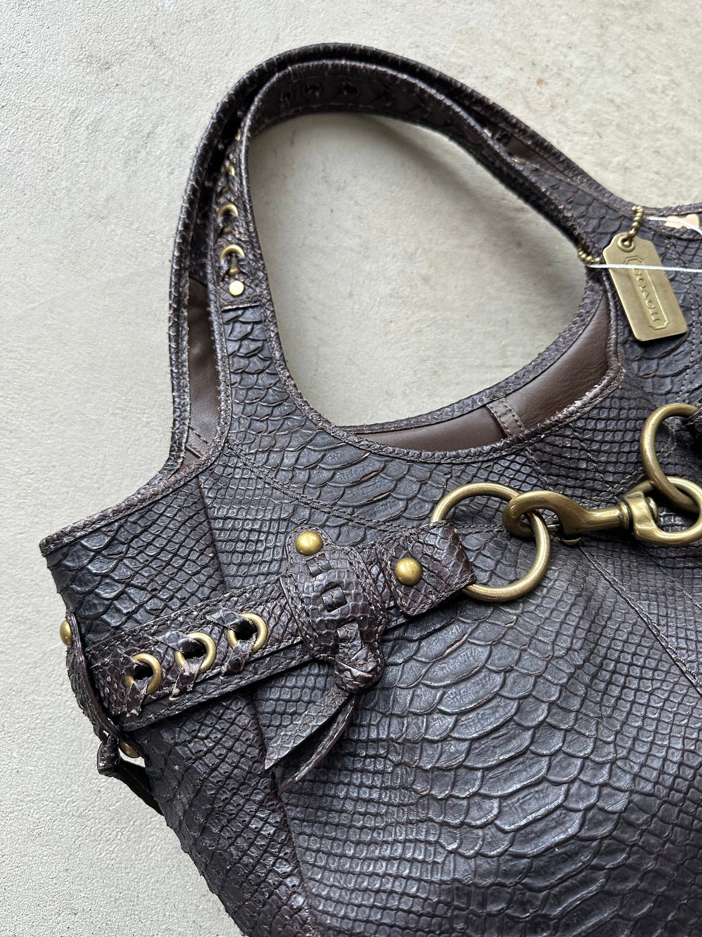 rare coach python embossed leather ergo style tote bag