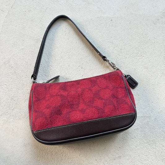 vintage coach demi red wool shoulder bag 1