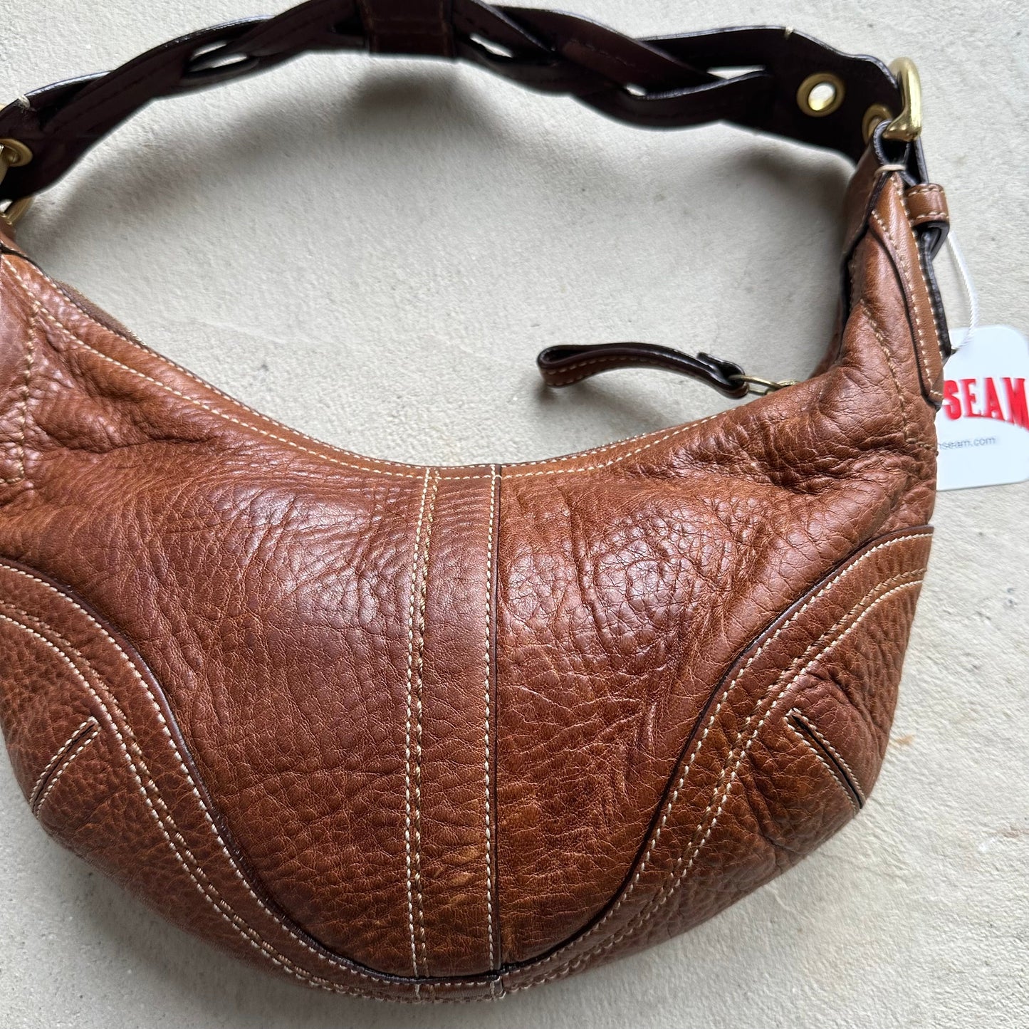 vintage y2k coach brown croissant leather shoulder bag