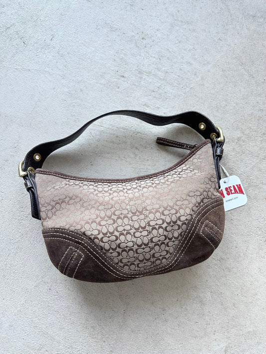 vintage y2k coach croissant suede shoulder bag