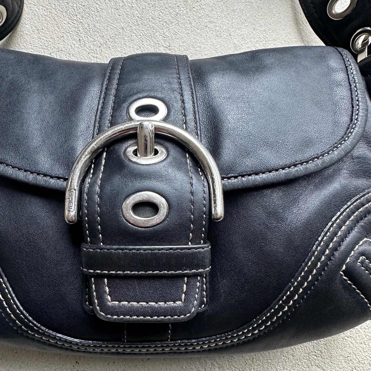 vintage y2k coach black mini soho leather shoulder bag 30