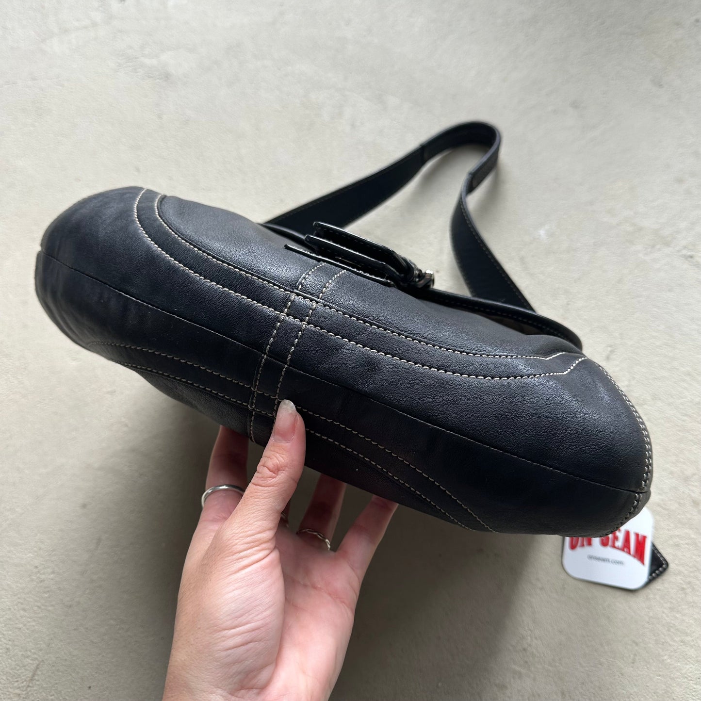 vintage y2k coach black leather soho shoulder bag 26