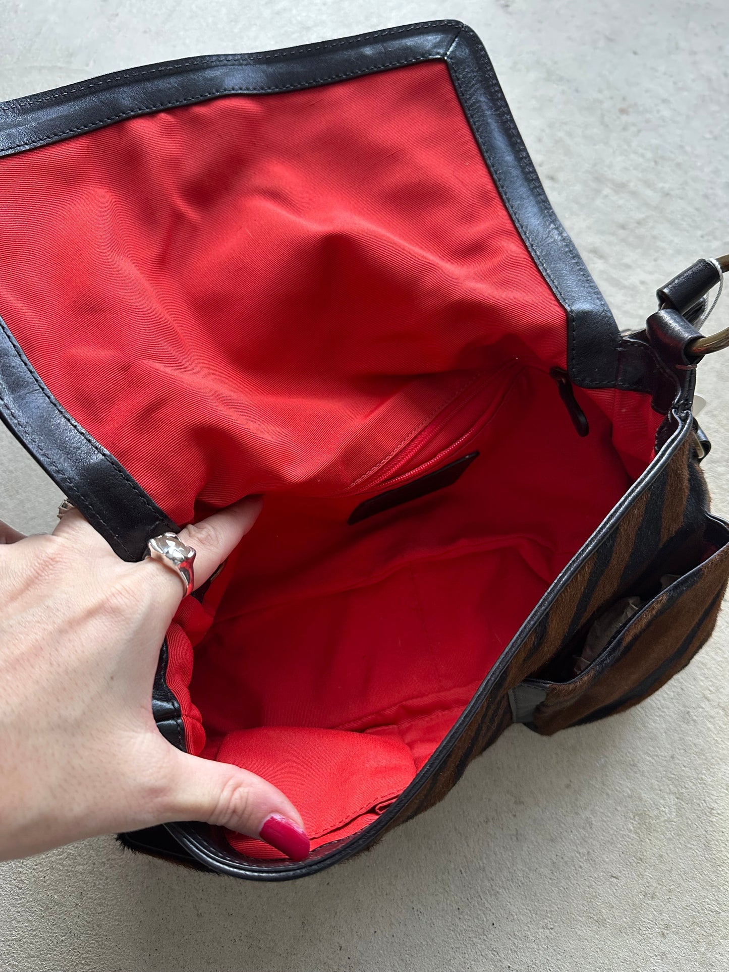 rare vintage y2k coach tiger print pony hair shoulder bag