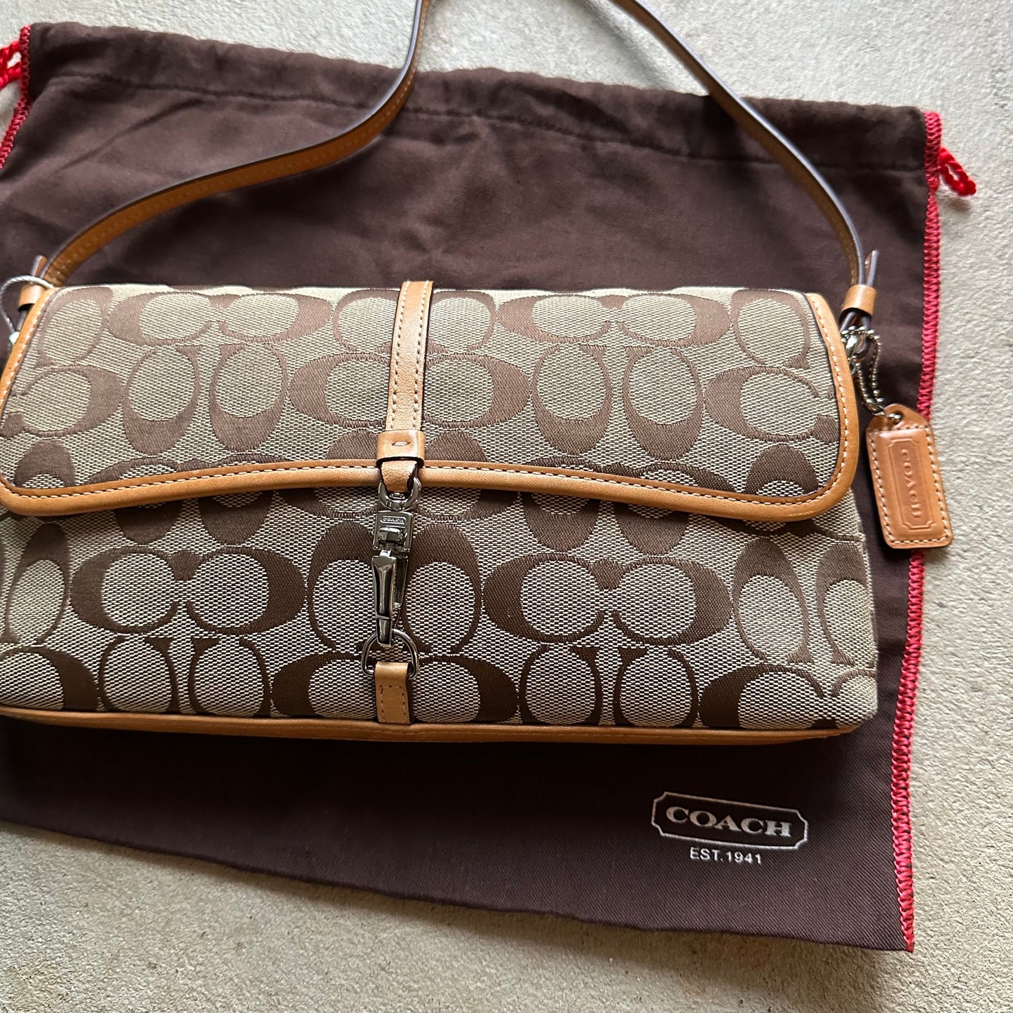 vintage y2k coach brown patterned hampton shoulder bag 1