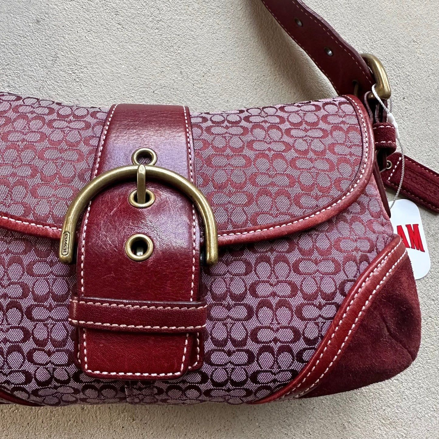 rare vintage y2k coach burgundy mini soho shoulder bag