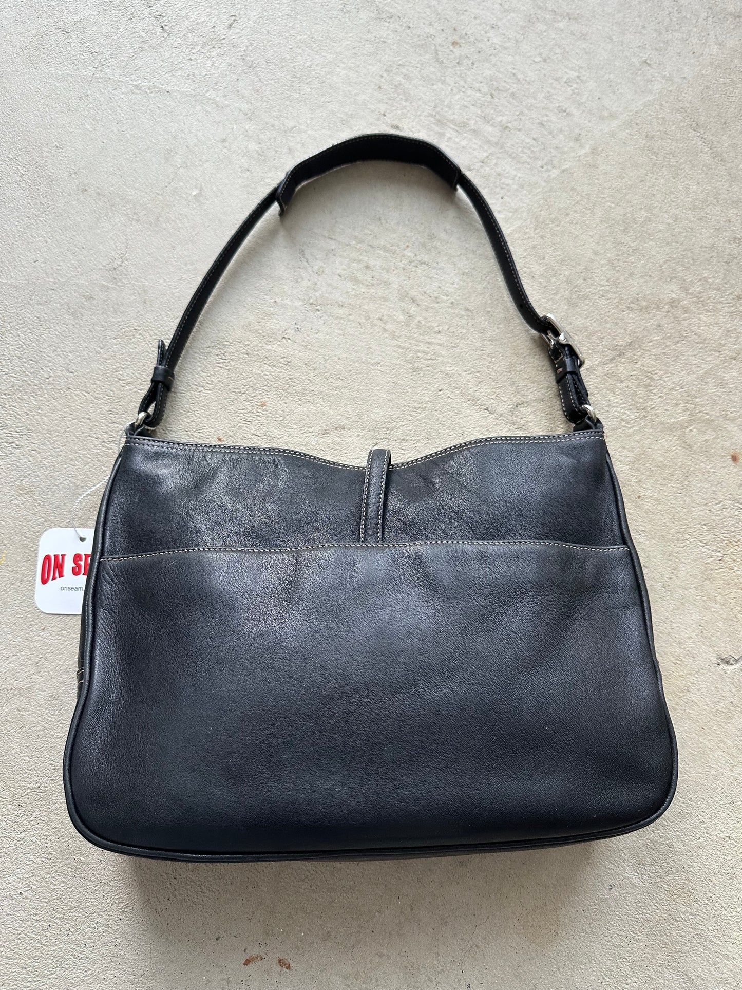 vintage y2k coach black leather shoulder bag 13