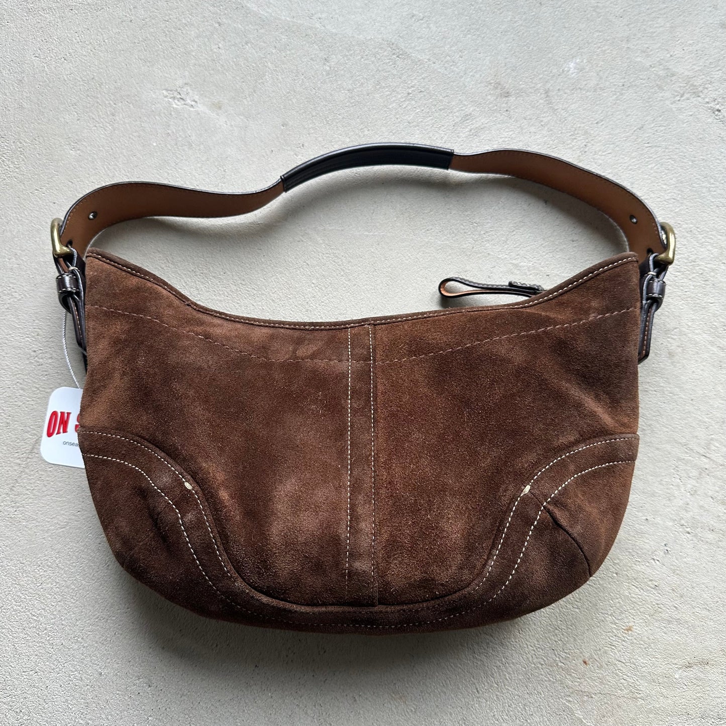 vintage y2k coach brown suede croissant shoulder bag 1