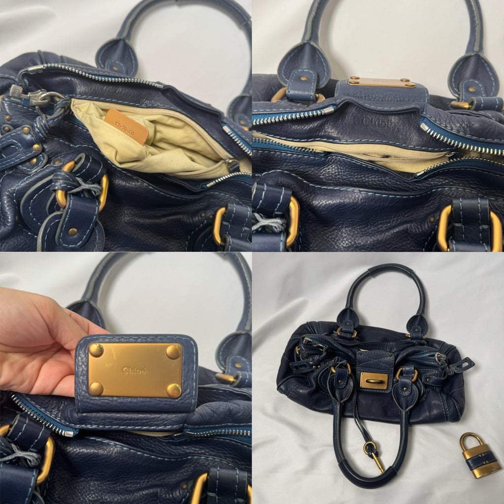 🔥 Pre-owned CHLOÉ 2005 navy paddington 🔥